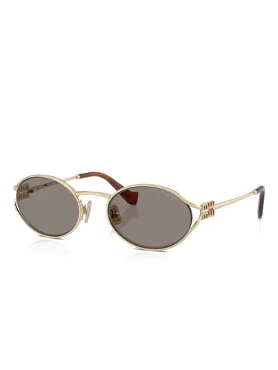 Miu Miu Round-frame Sunglasses In Brown