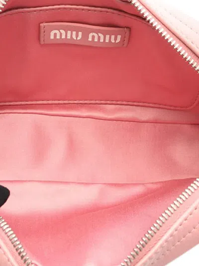 Pre-owned Miu Miu 2010-2025 Lambskin Intreccio Crystal Shoulder Bag In Pink