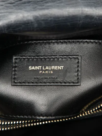 Pre-owned Saint Laurent 2017 Medium Chevron Sheepskin Monogram College Satchel In Black