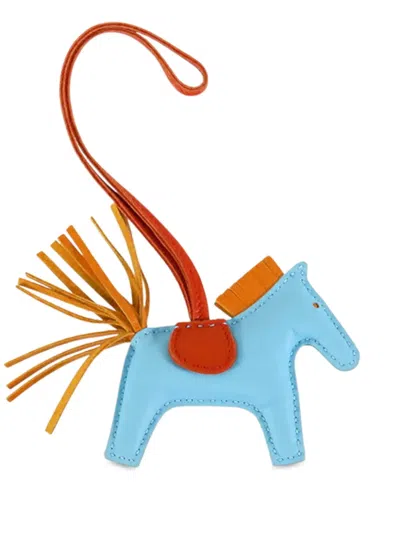Pre-owned Hermes 2017 Milo Lambskin Grigri Rodeo Horse Bag Charm Pm Key Chain In Orange