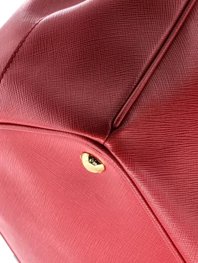 Pre-owned Prada Double Zip Lux Saffiano Leather Large Tote Bag In Red