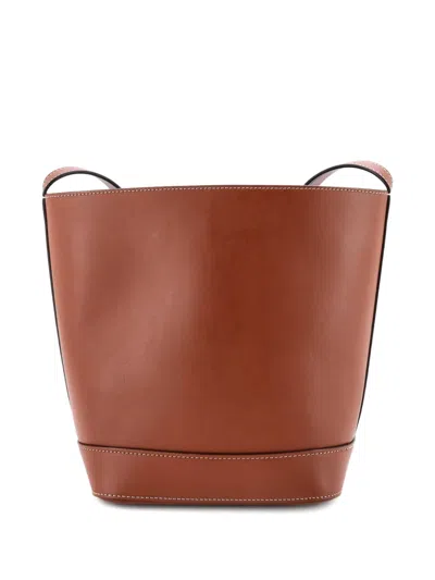 Pre-owned Celine Cuir Triomphe Leather Small Bucket Bag In Brown