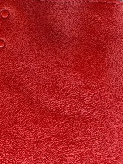 Pre-owned Prada Etiquette Glace Calf Medium Tote Bag In Red
