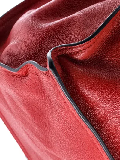 Pre-owned Prada Etiquette Glace Calf Medium Tote Bag In Red