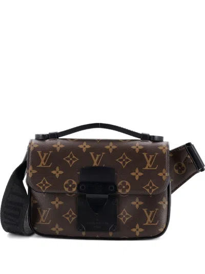 Pre-owned Louis Vuitton S Lock Sling Bag Macassar Monogram Canvas Belt Bag In Brown