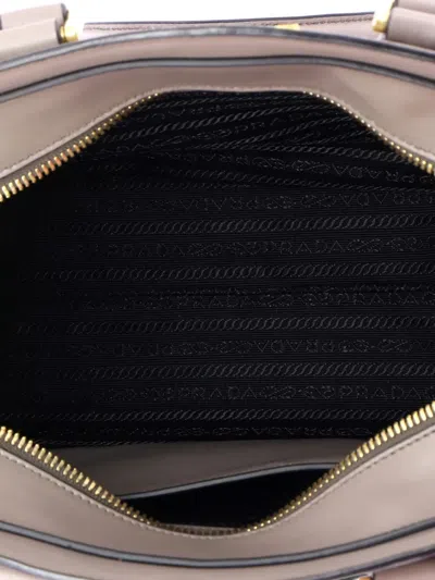 Pre-owned Prada Convertible Saffiano With Soft Calf Small Tote Bag In Neutral