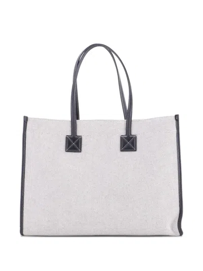 Pre-owned Burberry Freya Shopping Canvas With Leather Medium Tote Bag In Neutral