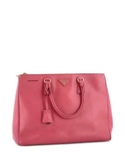 Pre-owned Prada Double Zip Lux Saffiano Leather Large Tote Bag In Pink