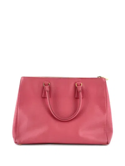 Pre-owned Prada Double Zip Lux Saffiano Leather Large Tote Bag In Pink