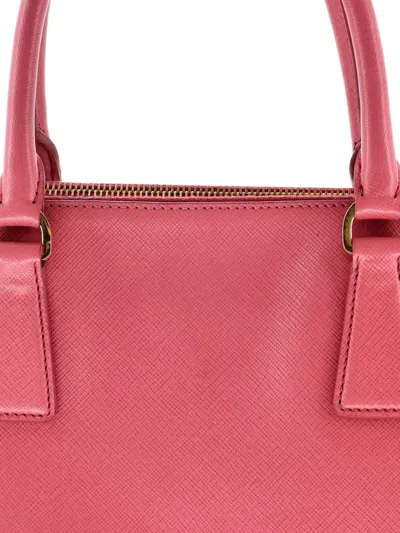 Pre-owned Prada Double Zip Lux Saffiano Leather Large Tote Bag In Pink