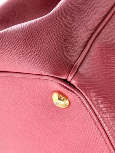 Pre-owned Prada Double Zip Lux Saffiano Leather Large Tote Bag In Pink