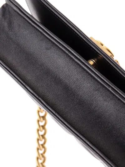 Pre-owned Chanel Boy Wallet On Chain Quilted Lambskin Crossbody Bag In Black