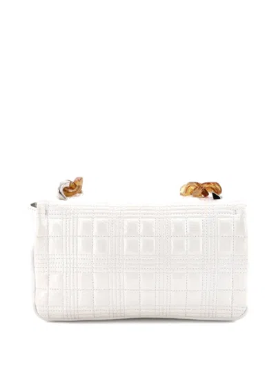Pre-owned Burberry Lola Quilted Patent With Resin Small Shoulder Bag In White
