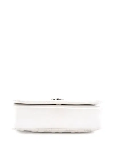 Pre-owned Burberry Lola Quilted Patent With Resin Small Shoulder Bag In White