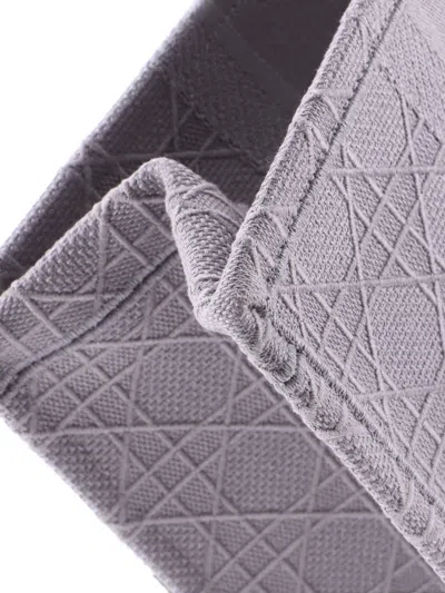 Pre-owned Dior Book Cannage Embroidered Canvas Medium Tote Bag In Gray