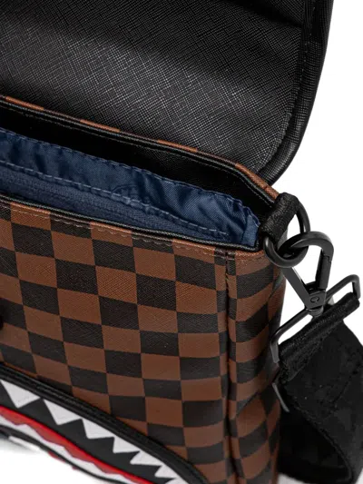 Sprayground Checked-pattern Messenger Bag In Brown