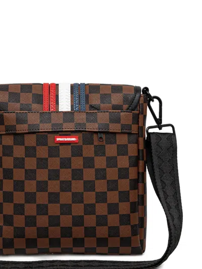 Sprayground Checked-pattern Messenger Bag In Brown