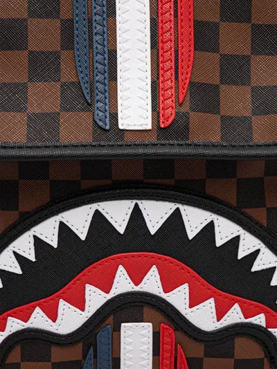 Sprayground Checked-pattern Messenger Bag In Brown