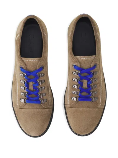 Lanvin Suede Lace-up Sneakers In Brown
