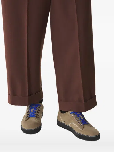 Lanvin Suede Lace-up Sneakers In Brown