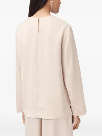 Allsaints Leanne Long Sleeve Top In Neutral