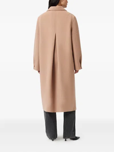 Allsaints Womens Camel Brown Sellema Notched-lapel Wool Blend Coat In Neutral