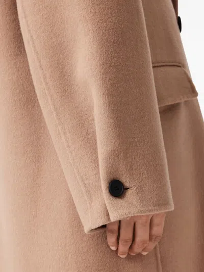 Allsaints Womens Camel Brown Sellema Notched-lapel Wool Blend Coat In Neutral