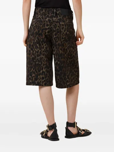 Allsaints Womens Leppo Brown Louie Leopard-print A-line Long Cotton Shorts In Animal Print