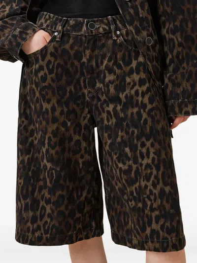 Allsaints Womens Leppo Brown Louie Leopard-print A-line Long Cotton Shorts In Animal Print