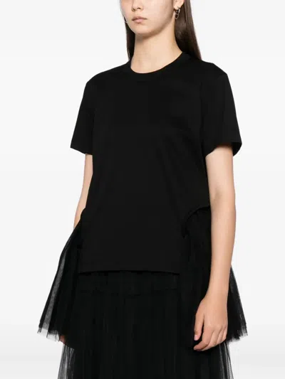 Noir Kei Ninomiya Tulle-sleeved T-shirt In Black