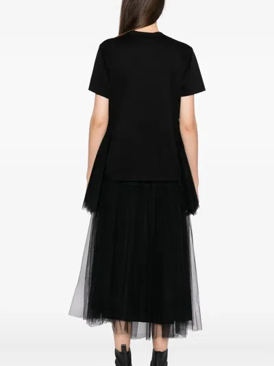 Noir Kei Ninomiya Tulle-sleeved T-shirt In Black