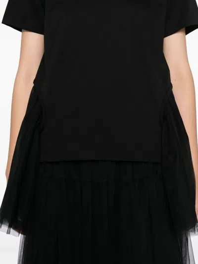 Noir Kei Ninomiya Tulle-sleeved T-shirt In Black