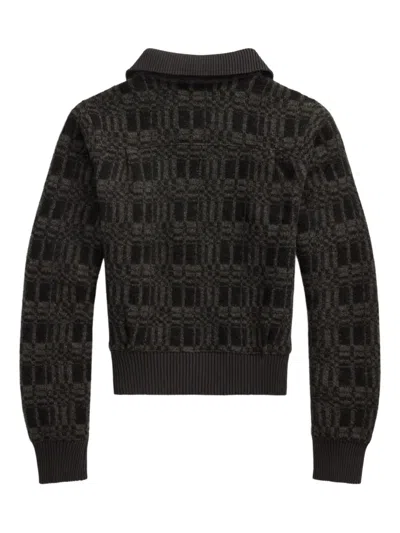 Rrl Patterned Button-up Cardigan In Black