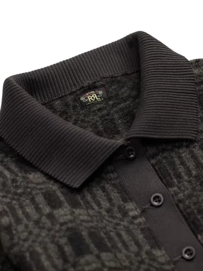 Rrl Patterned Button-up Cardigan In Black