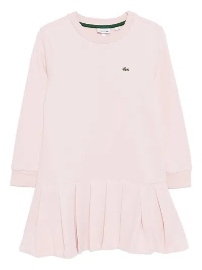 Lacoste Logo-embroidered Dress In Pink