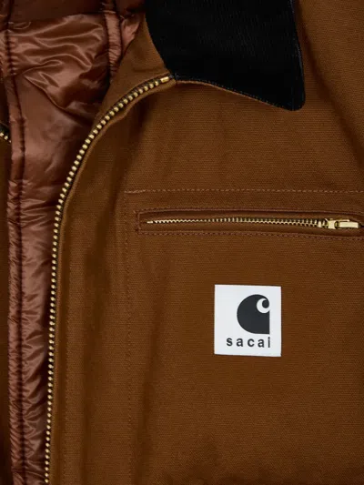 Sacai X Carhartt Wip Layered Jacket In Brown