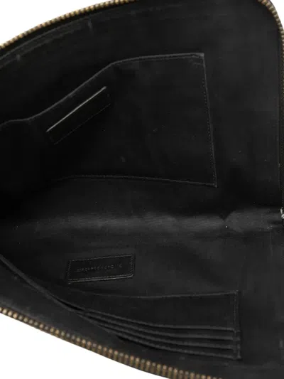 Pre-owned Saint Laurent 2017 Croc Embossed Leather Clutch Bag In Black