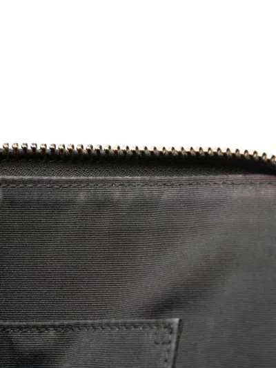 Pre-owned Saint Laurent 2017 Croc Embossed Leather Clutch Bag In Black