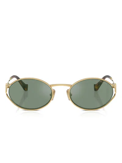 Miu Miu Round-frame Sunglasses In Gold