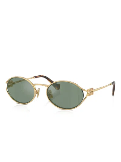 Miu Miu Round-frame Sunglasses In Gold