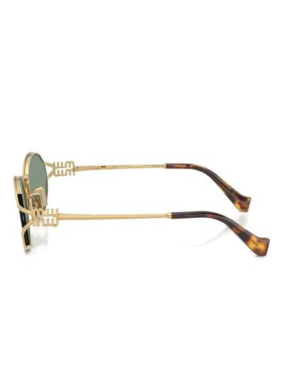 Miu Miu Round-frame Sunglasses In Gold