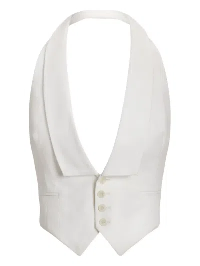 Ralph Lauren Buttoned Collar Waistcoat In White