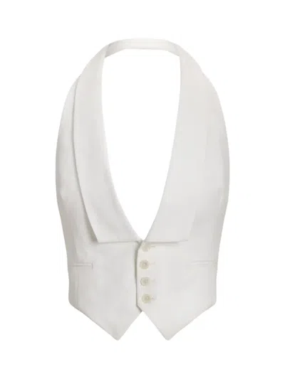 Ralph Lauren Buttoned Collar Waistcoat In White