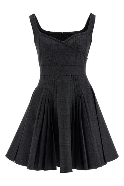 Giovanni Bedin Prince Of Wales Pleated Dress In Gray