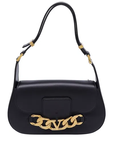 Valentino Garavani Valentino Vlogo Chain Small Leather Shoulder Bag In Black