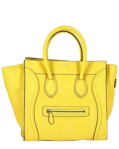 Celine Yellow Drummed Leather Nano Luggage (authentic Pre-loved) In Yellow