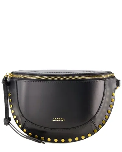 Isabel Marant Half-moon Shaped Leather Bag With Gold-tone Studs In Black