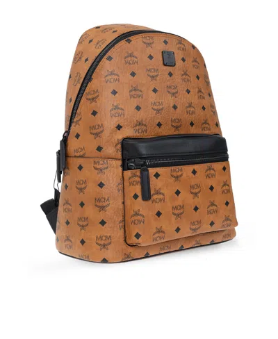 Mcm Stark Monogram Print Zipped Backpack In Brown