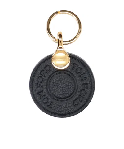 Tom Ford Keyring Accessory Featuring Gold-tone Hardware Design In Black