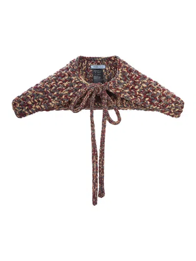 Prada Woven Knitted Scarf In Brown
